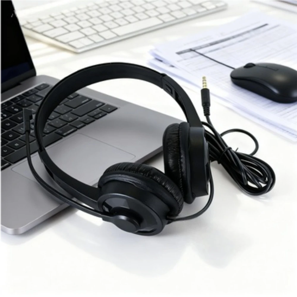 3.5mm Wired Computer Headset with Microphone - Clear Voice Noise Reduction | 1.5M Cable Volume Control for Office/Call Center