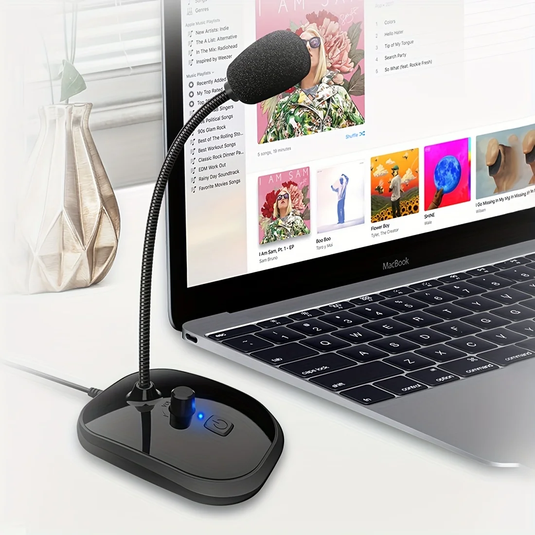 Microfoon volumeregeling en mute knop