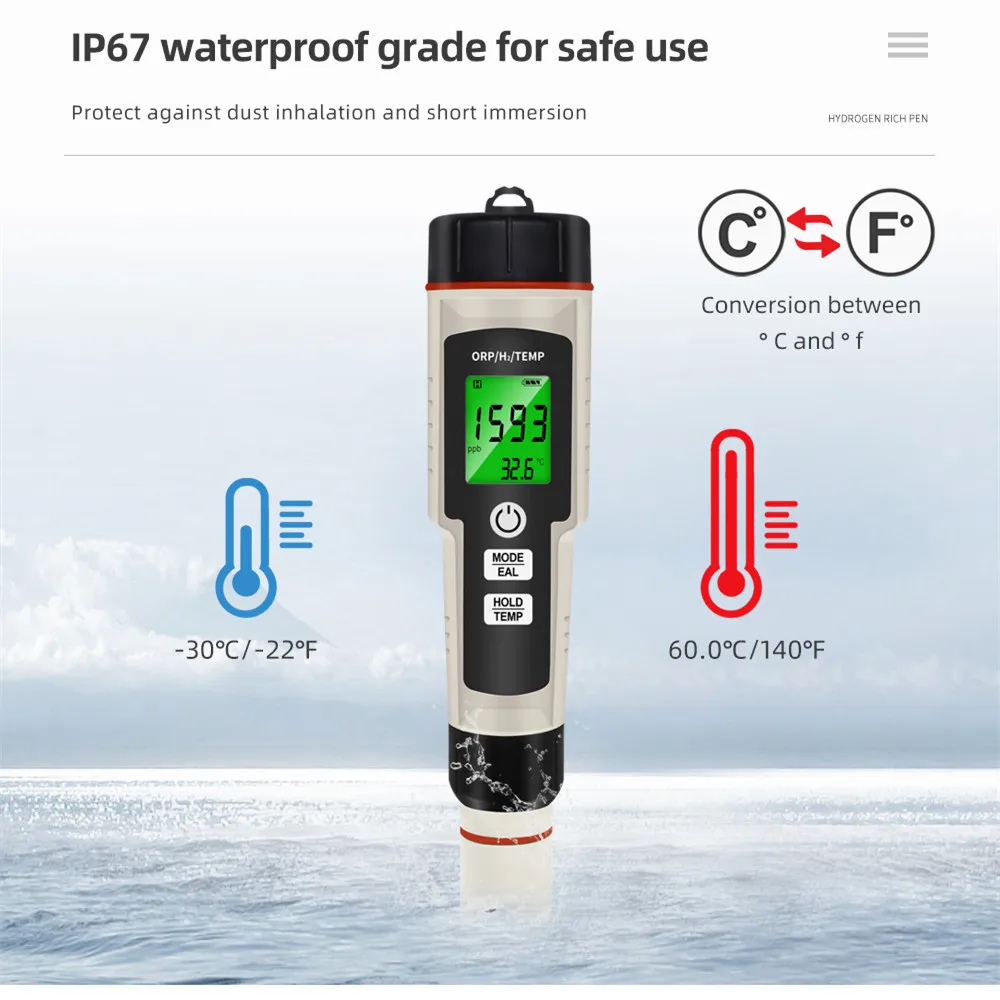 PH ORP H2 Temp Tester 2/3/4 in 1 LCD Digital Test Pen For Pool Aquarium Hydroponics water quality detector water tester ph meter
