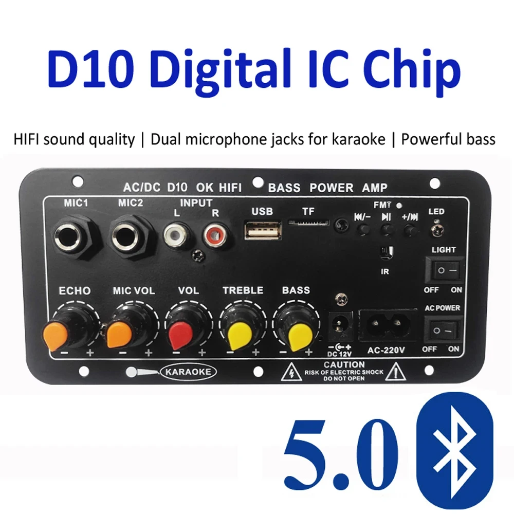 100W HiFi Bluetooth Amplifier Board D1000/D900/D100W/D20/D10 Bluetooth 5.0 Dual