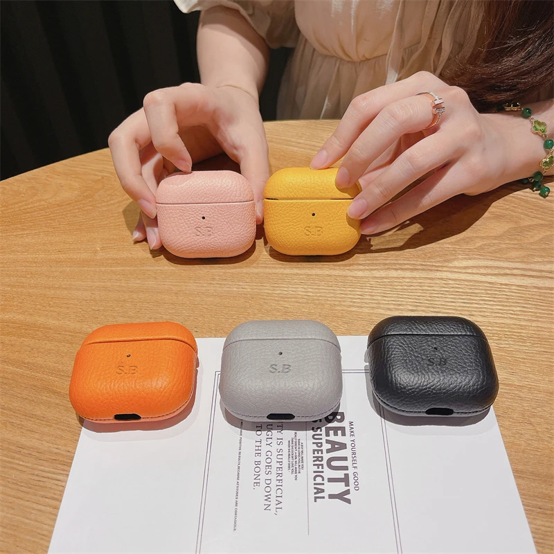 Airpods 3 Pro 2 1 용 고급 열매 피부 하드 이어폰 케이스 무색 이름 문자 맞춤형 맞춤형 보호 커버 케이스