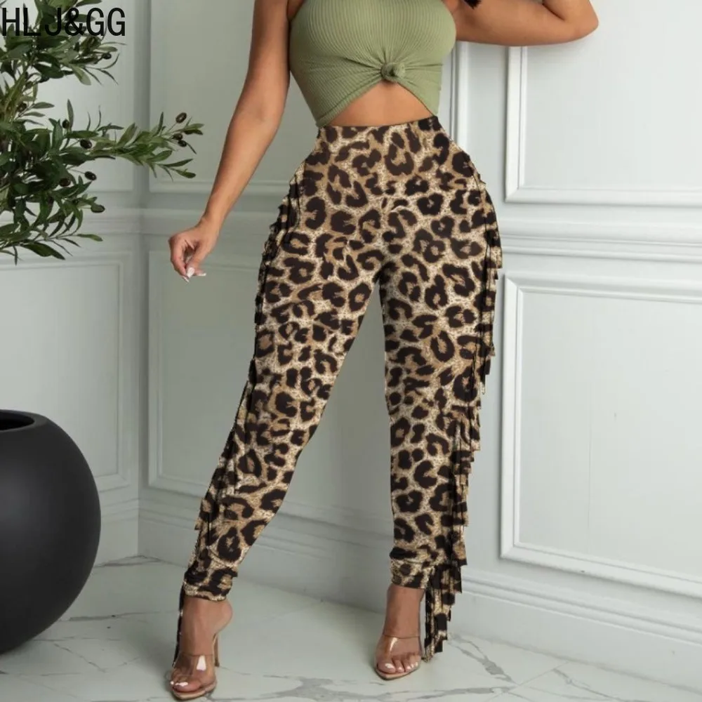 Женская спортивная одежда HLJ & GG, юбка с высокой талией и леопардовым принтом