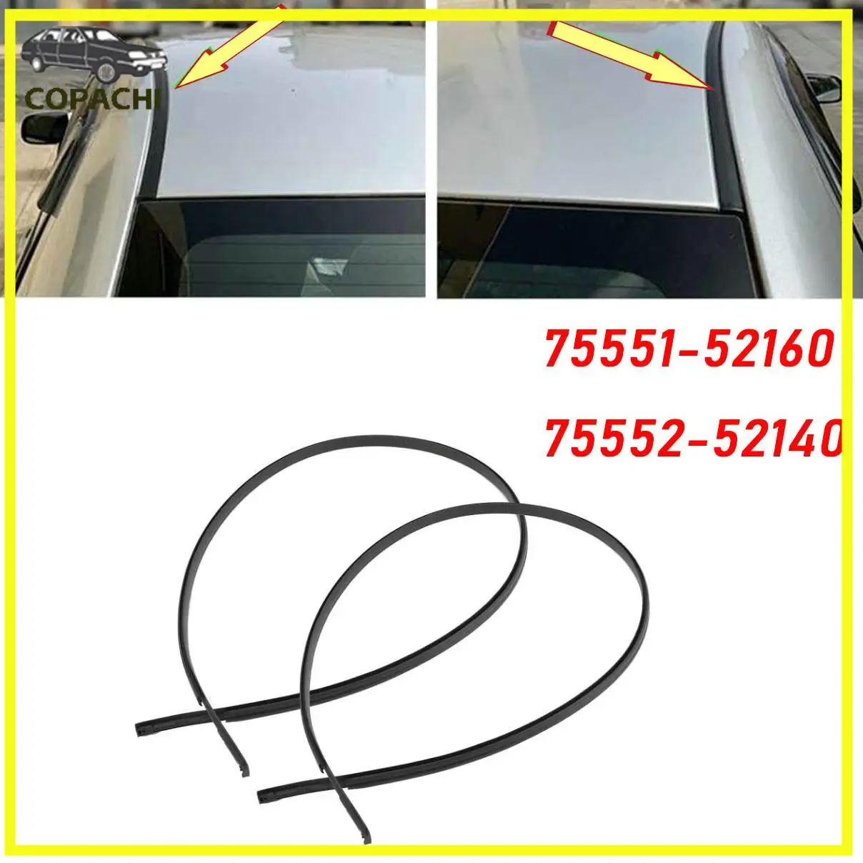 1Pair L+R Side Roof Drip Moulding Trim Set 75551-52160 75552-52140 For ...