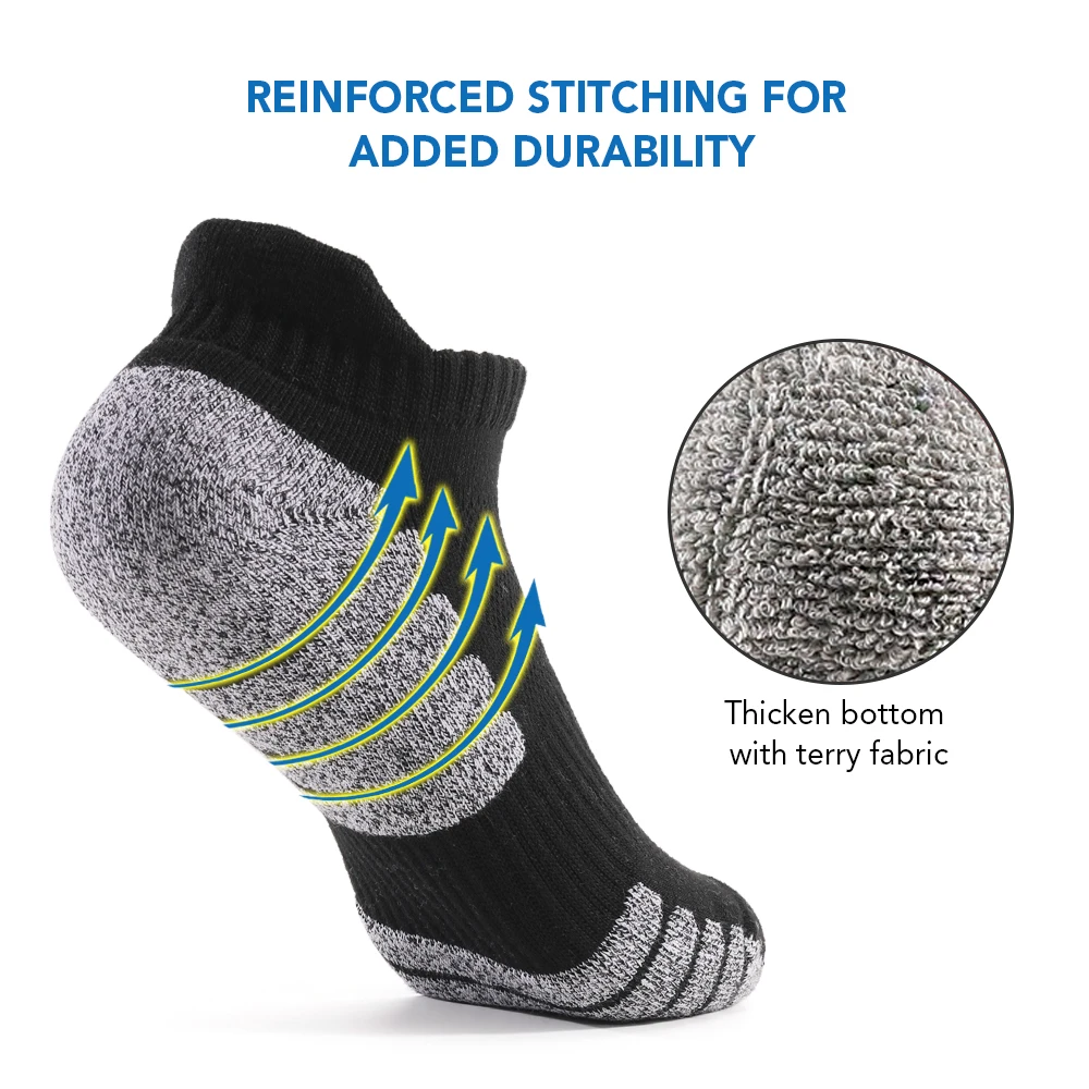 6 Pairs Sports Ankle Socks Athletic Low-cut Thick Knit Autumn Winter Outdoor Quick Dry Anti-skid No-Show For Running Cycling