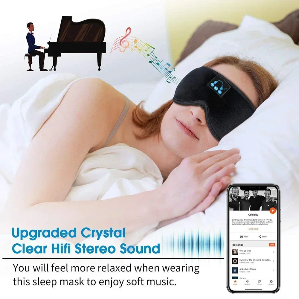 

Bluetooth Sleep Headphones 3D Headband Wireless Music Eye Mask Thin Soft Elastic Breathable Sleeping Earphones for Side Sleepers