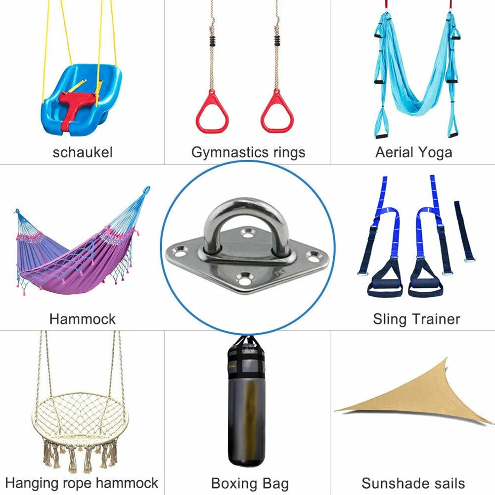 Ganci Da Soffitto In Acciaio Inox 304 - Set Da 4 Per Altalene, Yoga, Sacchi Da Boxe E Amache | Portata 900kg | Girevoli 360° - Foto 8