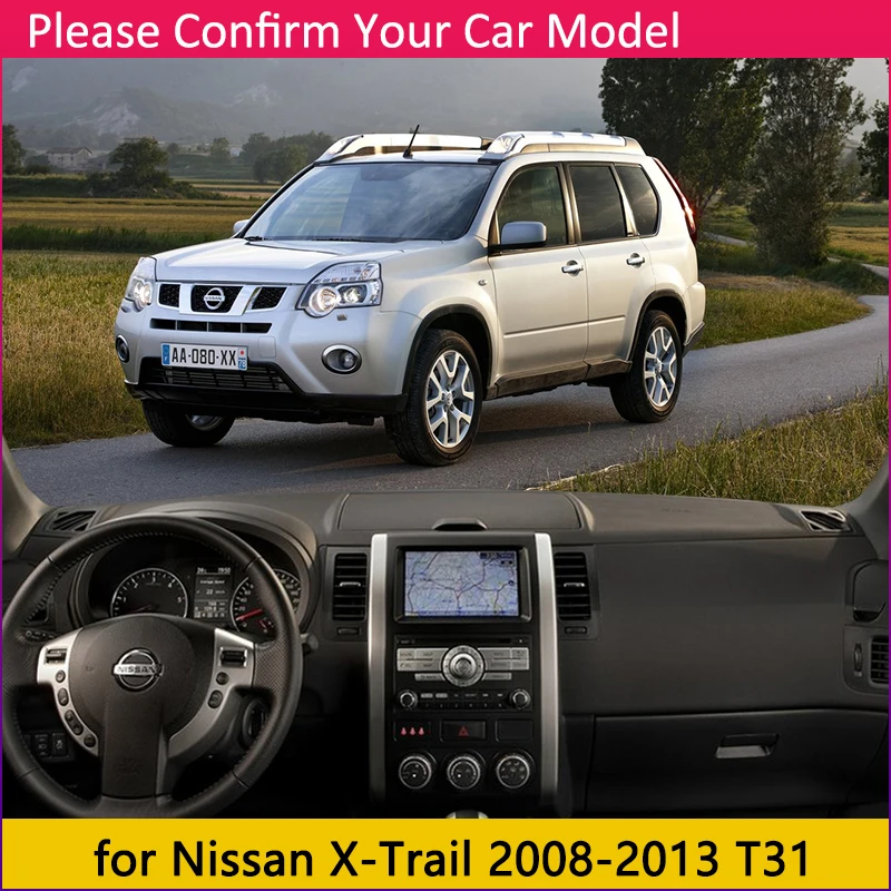 Tapis De Tableau De Bord Antidérapant Pour Nissan X-Trail T31 (2008-2013) - Noir, Protection Solaire Et Anti-poussière