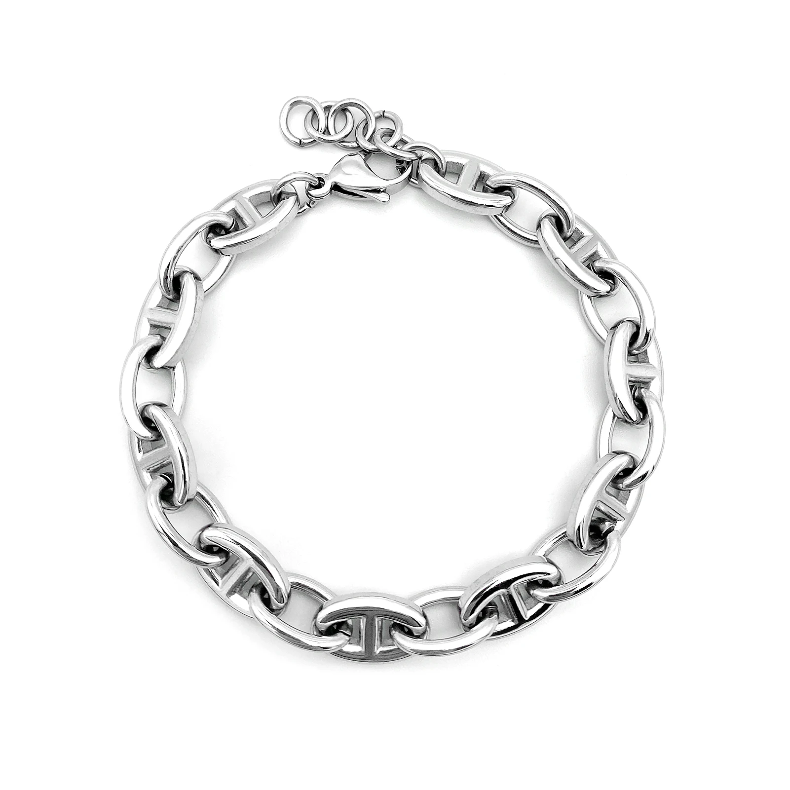 Stainless Steel Handcuff Bracelet for Men Link Chain Adjustable Length 21cm Fashion Gift Box Bracelet Man