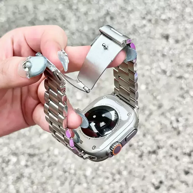 รูปสินค้า สายสแตนเลสสําหรับ Apple Watch band 45 มม.44 มม.2 49 มม.42 มม.-40 มม.-41 มม.-46 มม.โลหะ watchband series 10 9 8 7 6 5 4 3 se