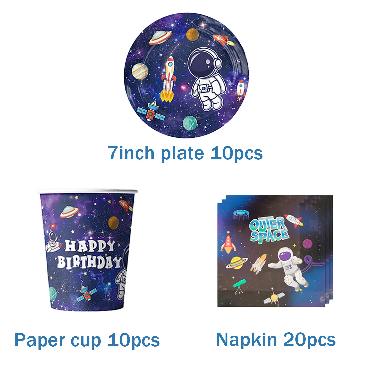 Cartoon Weltraum-Astronaut Geburtstagsparty Dekorationszubehör Galaxie-Planeten-Tasse Ballon-Hintergrund Kinder Porträt Foto-Requisiten – Detail 6