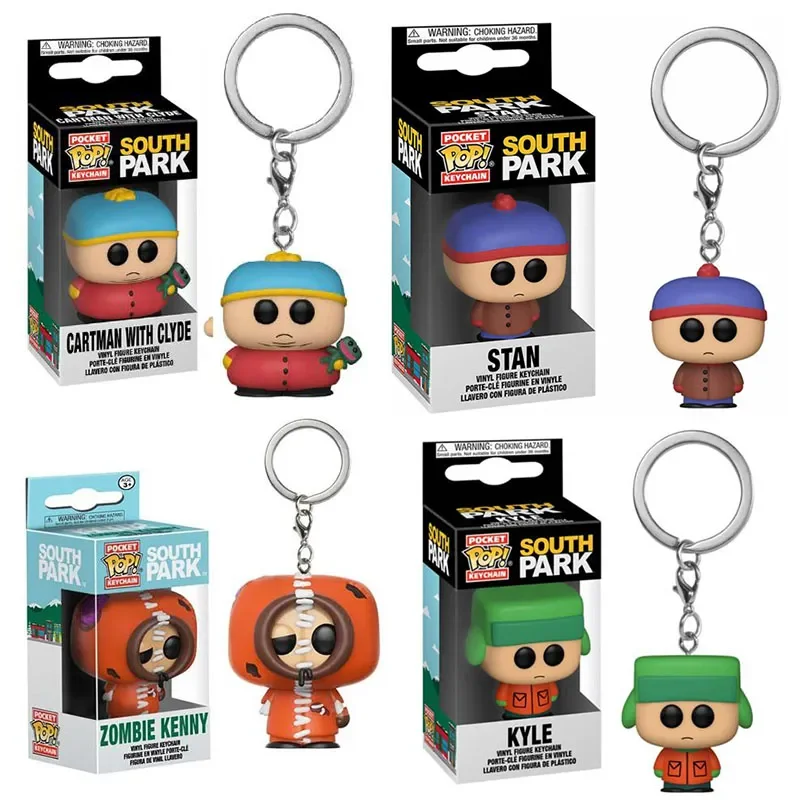 thumbnail image 2 of 5 nuevos llaveros de bolsillo Funko POP South Park Kyle Stan Zombie Kenny Cartman, muñeco movible, juguete, regalo de cumpleaños para niños, 2 of 5