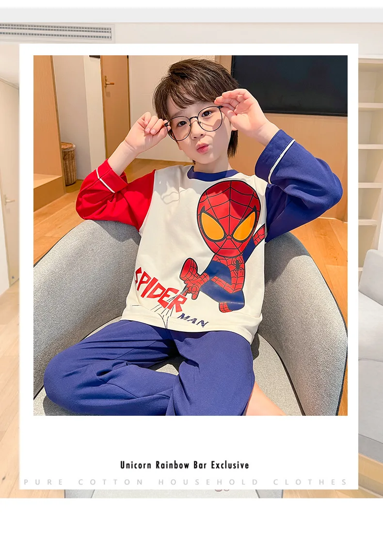 Loungewear Spiderman Boy Children's Pajamas Sets for Children Men's Boy's Pajama Sleepwear Robe Clothing Mother Kids