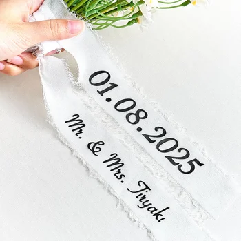 Nastro Personalizzato con Nome e Data per Bouquet da Sposa, Decorazione Bouquet da Lancio, Regalo Proposta Damigella, Accessori per Festa Nuziale