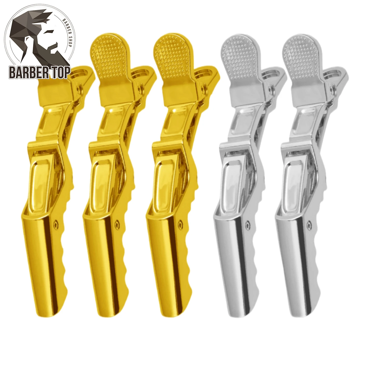 

5pcs Golden Sliver Hair Clip Crocodile Plastic Clamps Claw Alligator Clips Barber Styling Hairpins Hairdressing Accessories