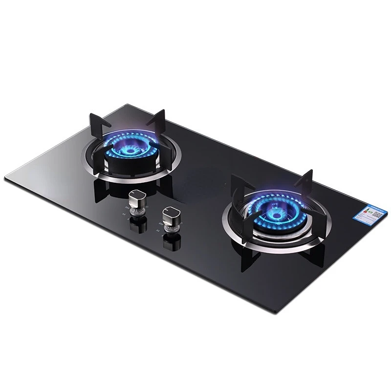Gas Stove Top 2 Burners, Built-in Tempered Glass Gas Cooktops, Home Kitchen  Gas Hob CookeThermocouple Protection, Easy to Clean, Black
