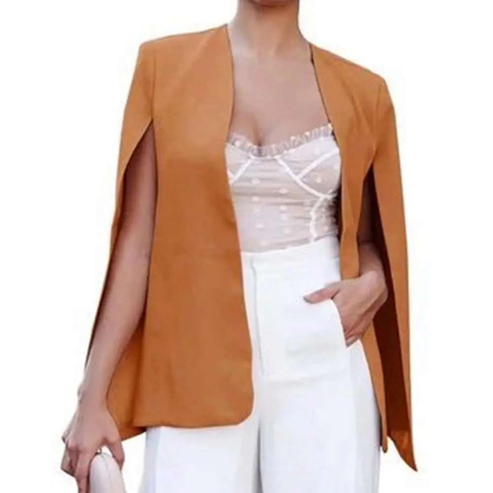 

Cloak-style Suit Coat Stylish Women's Cloak Suit Coat Collarless Split Sleeve Design for Office Lady Casual for Spring/autumn