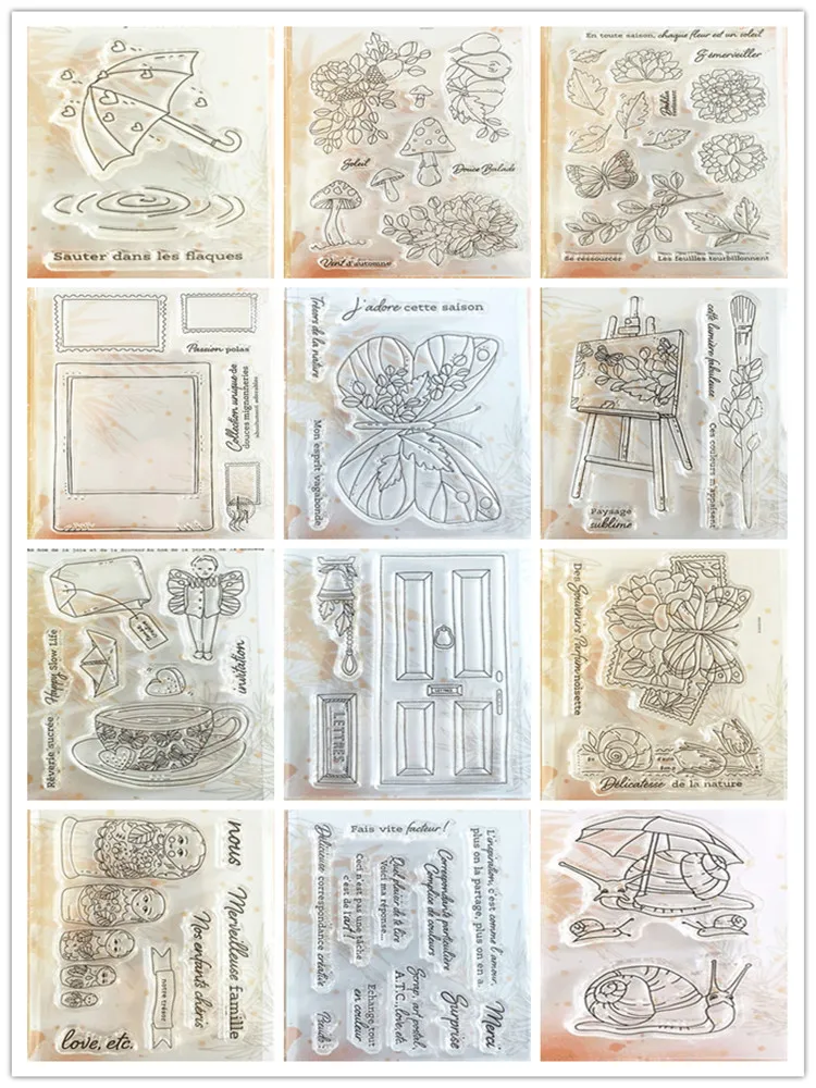Clear Stamps Clear Rubber Stamps French Clear Stamp for Scrapbooking Transparent Silicone Rubber DIY Photo Album Decor914