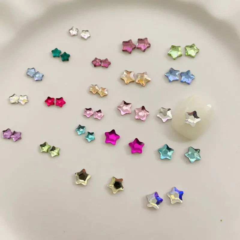 Super Sparkle Colorful Flatback Mini Star Nail Art Rhinestones - 50PCS Crystal Star Decorations