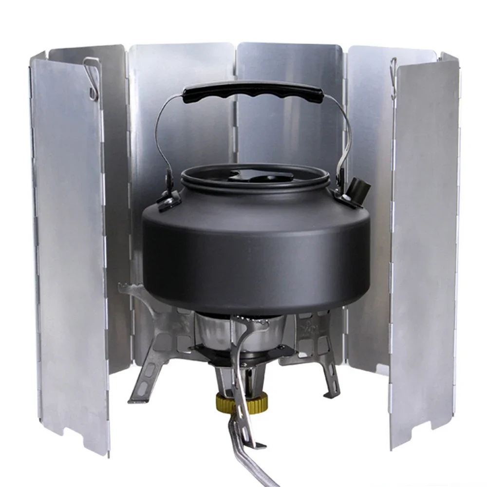 

8/9/10 Plates Foldable Windshield Outdoor Camping Cooker BBQ Gas Stove Wind Shield Screen Picnic Wind Screen Hot Sale