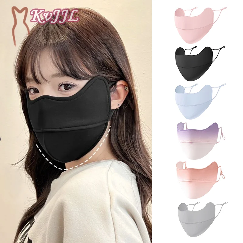 

Outdoor Sunscreen Mask Women Girl Ice Silk Face Mask Breathable Face Cover Driving Riding Hiking Hunting Running Sport Mask