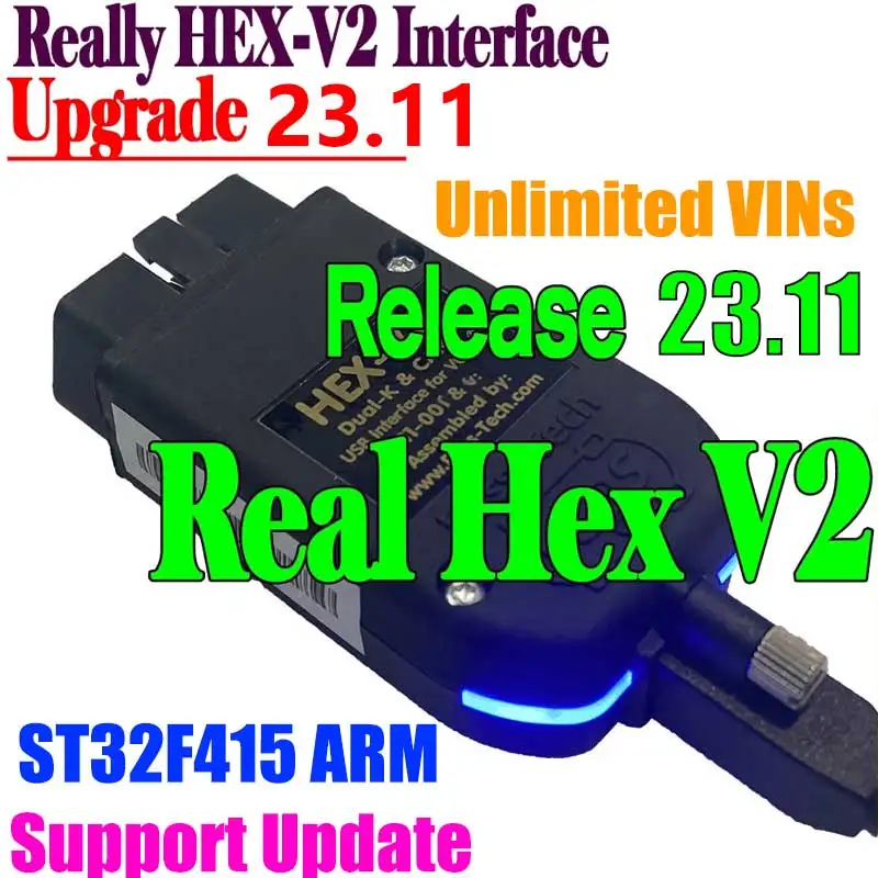 2024 Più Nuovo Vero Hex V2 Interfaccia St32F415 Vag Com Aggiornamento 23.11 Per Vw Per Audi Skoda Seat Car Autocom Diagnostics Vcds Tool