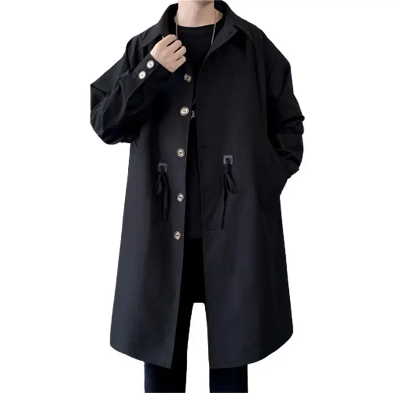Versma Cappotto Lungo Casual Vintage Giapponese Cappotto Giacca A Vento Tedesca Autunno Stile Britannico Oversize Mens Trench Neri Homme