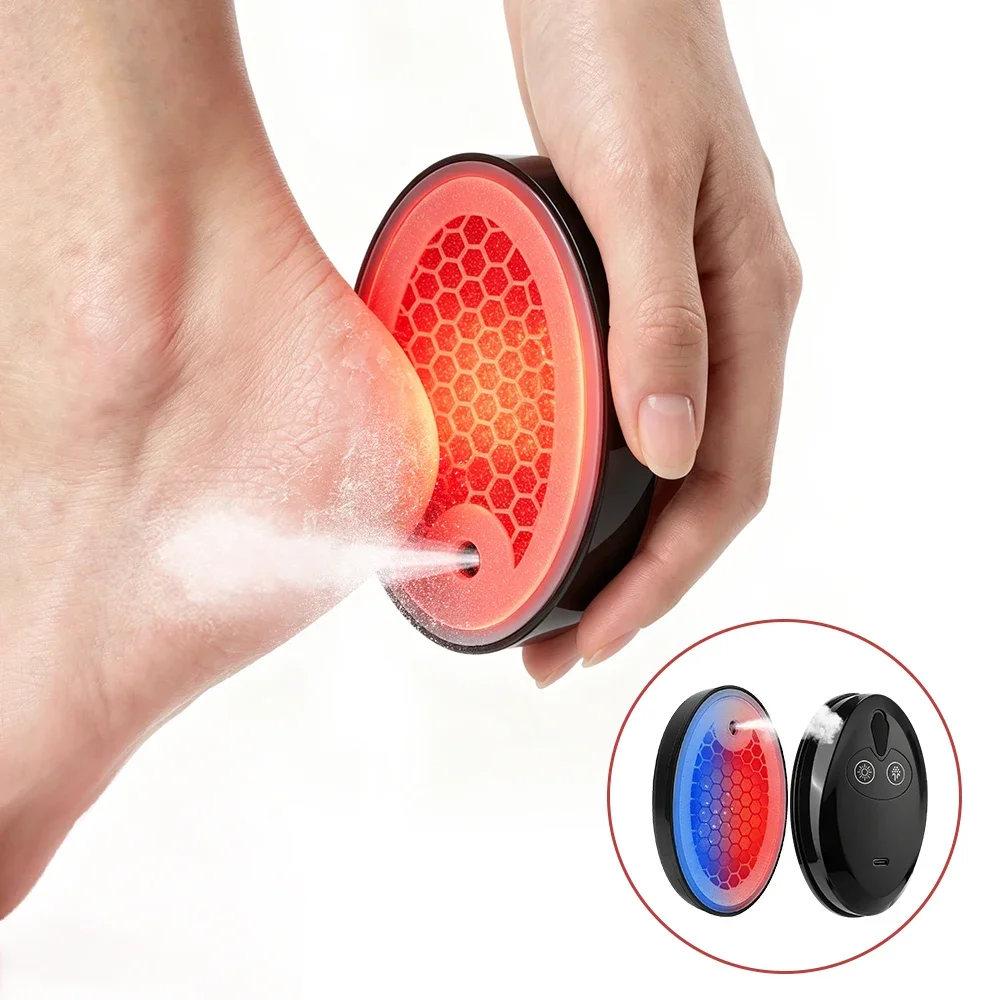 Broyeur électrique hydratant pour les pieds, luminothérapie rouge et bleue, exfoliant les callosités et les peaux mortes, rechargeable par USB, avec spray pour pédicure_voghion.com