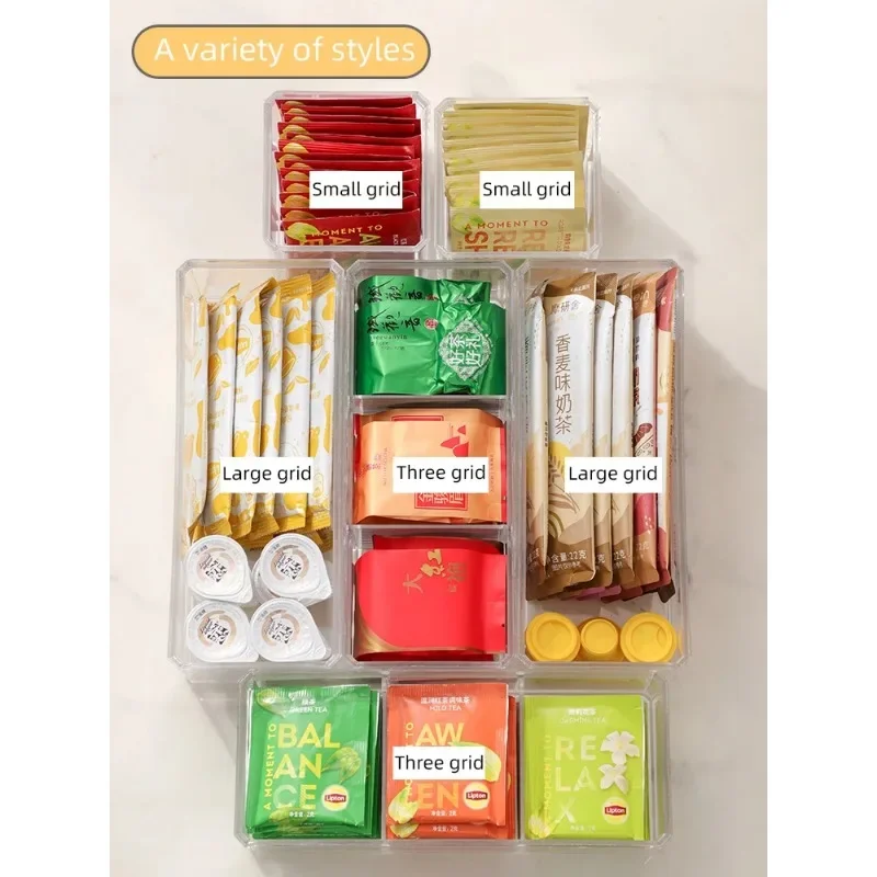 

Storage Organizer Container Box for Kitchen Cabinet Countertop Pantry Hold Coffee Pods Plastic Tea Bag Divided Kitchen Items