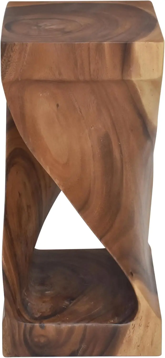 Functional and Visually Alluring Natural Wood Glaze Accent Side Table, 12 L x 12 W x 26 H, Brown