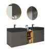 U096-ALICE72W-102 Alice 72" Space Gray Bathroom Vanity With Double Sinks And Open Shelf, Modern Wall Mounted Floating Bathroom V 5