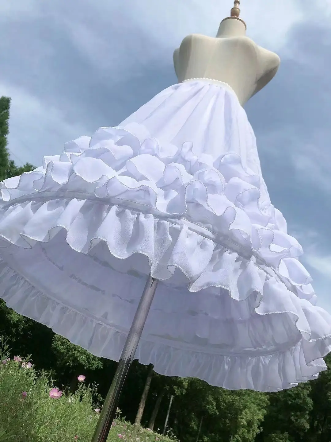 White Lolita Dress Short Tulle Cloud Petticoat Under Wet Dress Fluffy Cheep Casual Women Tutu Skirt for Girls Rockably Pannier