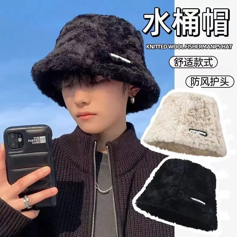 

Hat Fury Bucket Hat Fashionable Soft Winter Fancy Look Ear Proceted Make Face look Small Thicked Hat Warm Keeping 2023 New