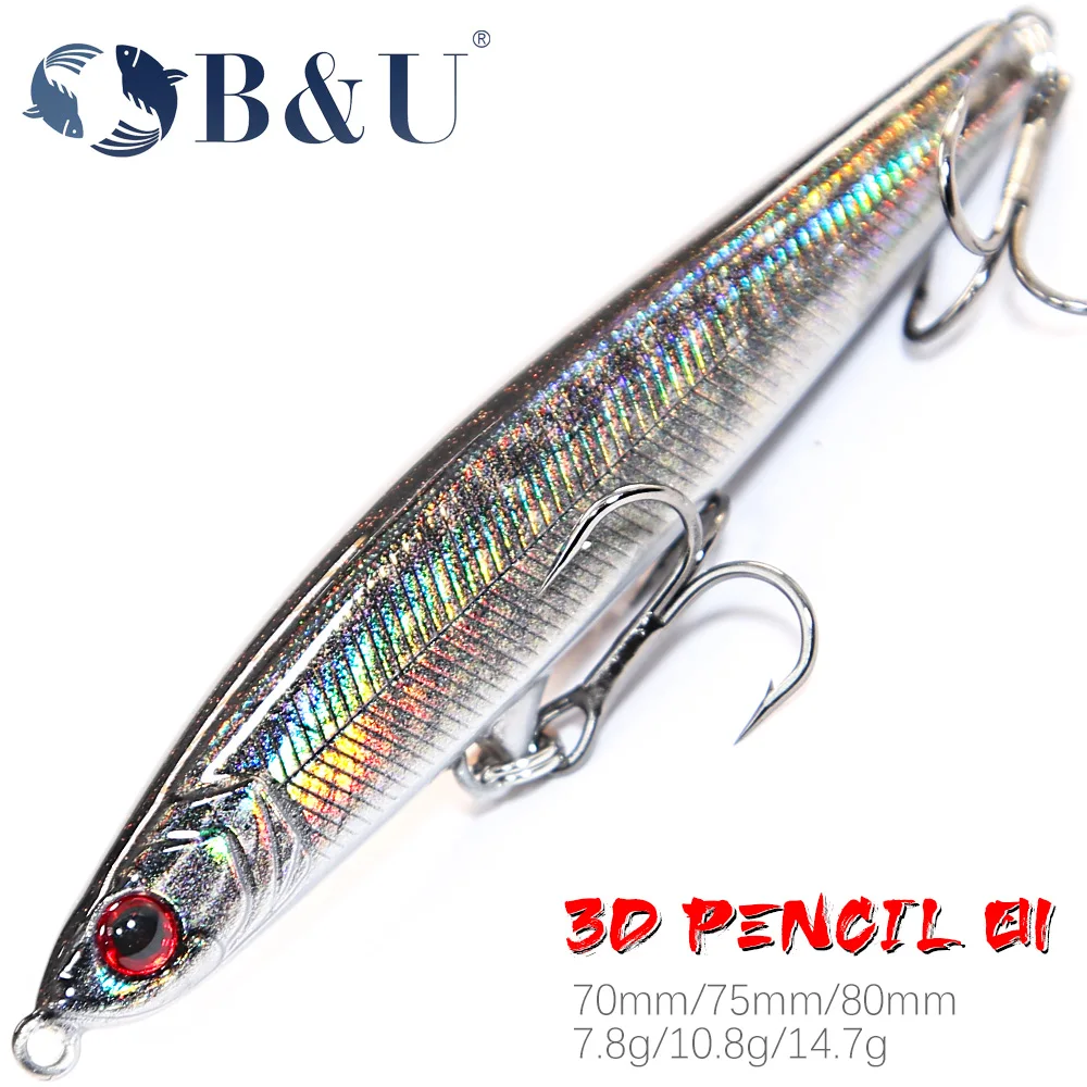 B&U Sinking Pencil Jerk Angelköder Wobbler Bass Fish Tackle Hartköder Angelzubehör Salzwasserköder Trolling Fischköder