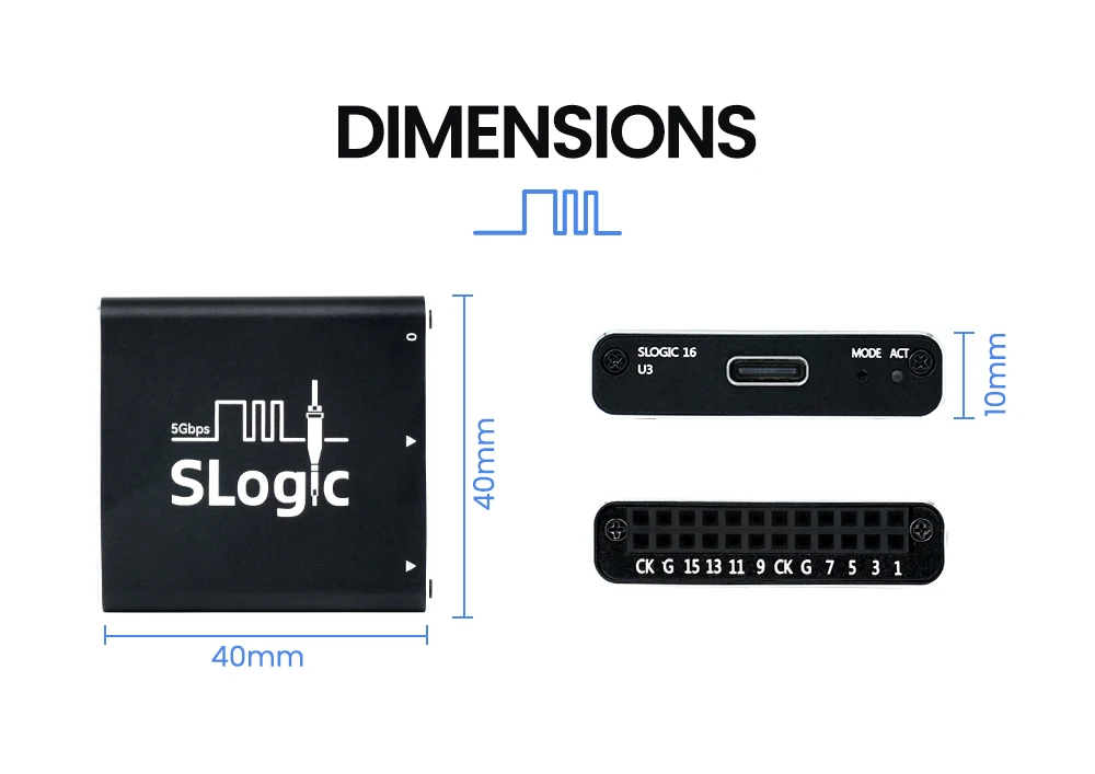 Sipeed SLogic16U3 16CH 800MS/s 5Gbps USB3 Logic Analyzer Adjustable Threshold WI