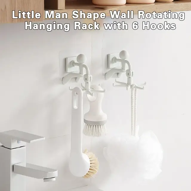 1 Beállított Függőhorog Lyukasztás Ingyenes 360 Fokos Forgás Traceless 6 Karom Főző Edény Tároló Forgó Ragasztóhorog Napi Használat - Image 4