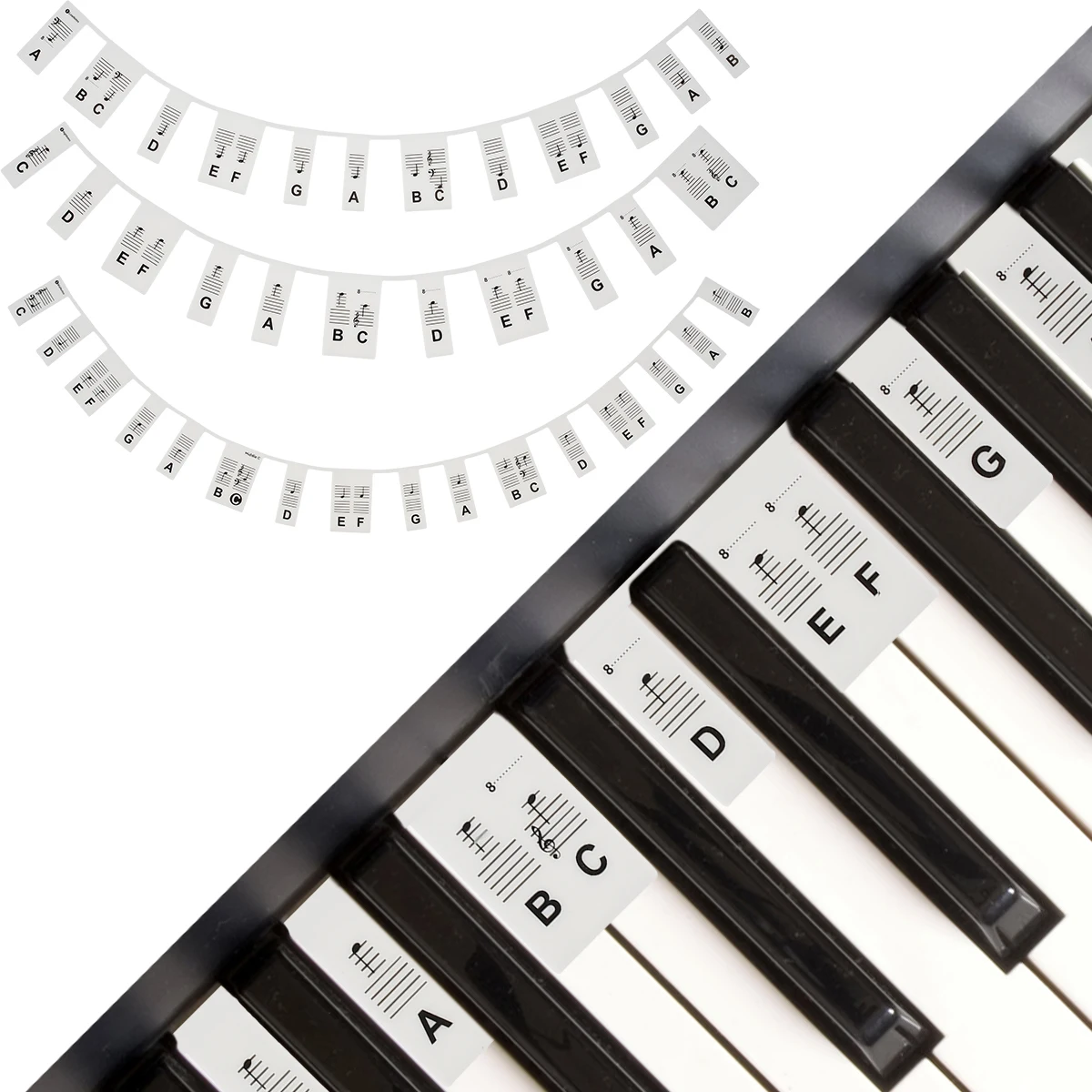 Acheter Étiquettes amovibles pour notes de clavier de piano, autocollants  réutilisables en silicone pour piano 88 touches