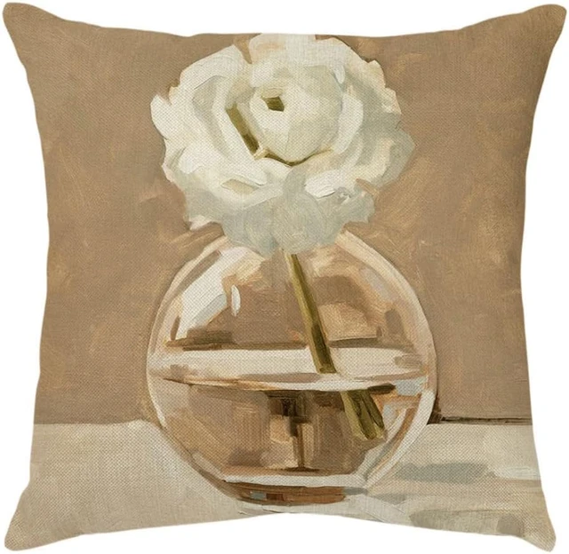 Farmhouse Decorative Pillow Covers - Linen Square Pillow Case For