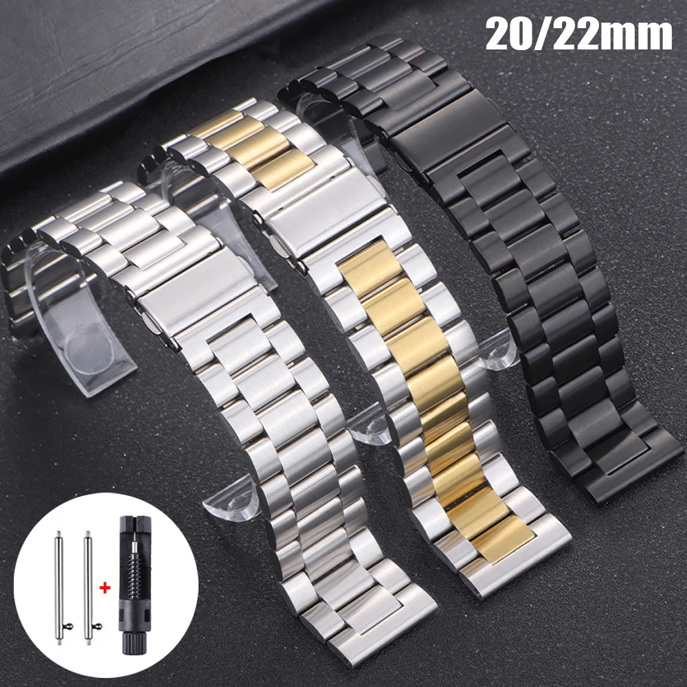 Universal Stainless Steel Quick Release Watch Strap with Folding Buckle