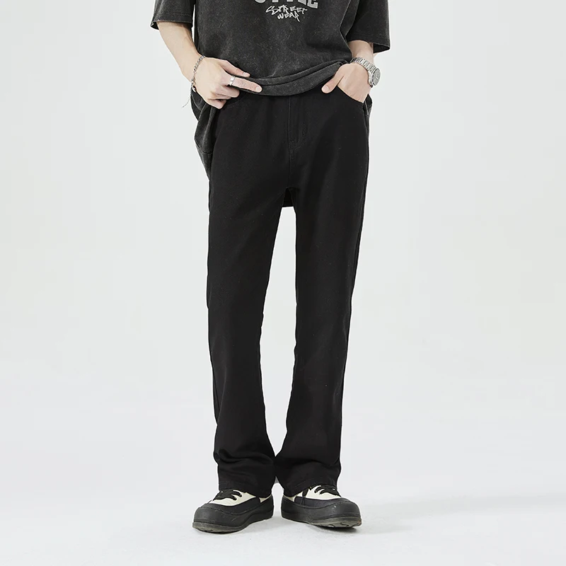 

High Street Vibe Style Pants Ins Trendy American Black Jeans Men's Washable Slim Fit Straight Leg Casual Pants Trend