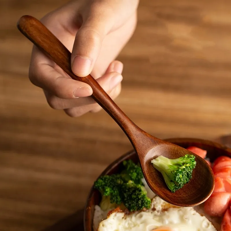 Wooden Spoon Kitchen Bar Supplies Four Piece Pack Creative Simple Soup Spoon Suitable for Honey Drinking Soup Drinking Coffee Reusable