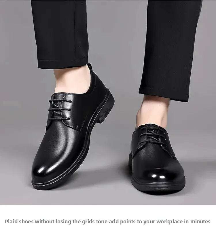 أحذية زفاف غير رسمية من الجلد الناعم للرجال نمط جديد للأعمال الرسمية قابلة للتنفس للخريف النسخة الكورية البريطانية بمقدمة مدببة للعريس S