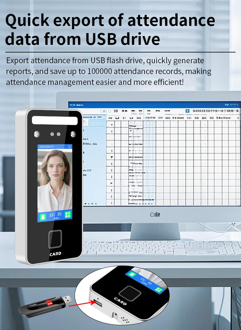 S1000 Wall Mount Dynamic facial Recognition Attendance Access Control Machine 10