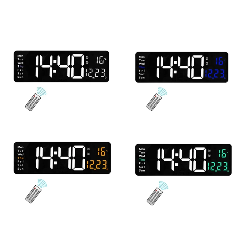 

16Inch LED Digital Wall Clock- Alarm Clock/Temp/Date/Week/Timer Remote Adjustable For Home/Gym/Office