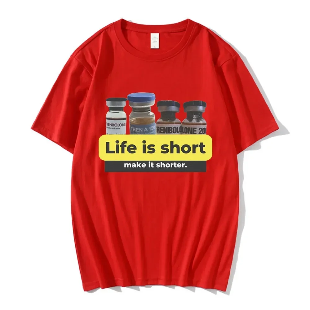 Life Is Short Make It Shorter Tren Meme Trenbolone T-Shirt Damen Lustiges Fitnessstudio Kurzarm T-Shirts Damen Casual T-Shirt – Detail 7