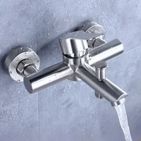 ก๊อกน้ําอ่างอาบน้ํา 304 ก๊อกน้ําอาบน้ําสแตนเลสเข้ากับผนังห้องน้ําวาล์วผสมน้ําคู่ซ่อนก๊อกน้ําร้อนและเย็น 2