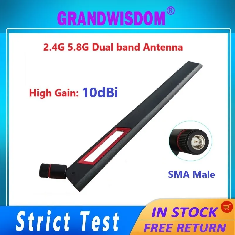 1-2pcs 2.4g 5.8g antenna 10dbi sma male wlan wifi dual band antene iot module router smart home gadgets ir zigbee smart life