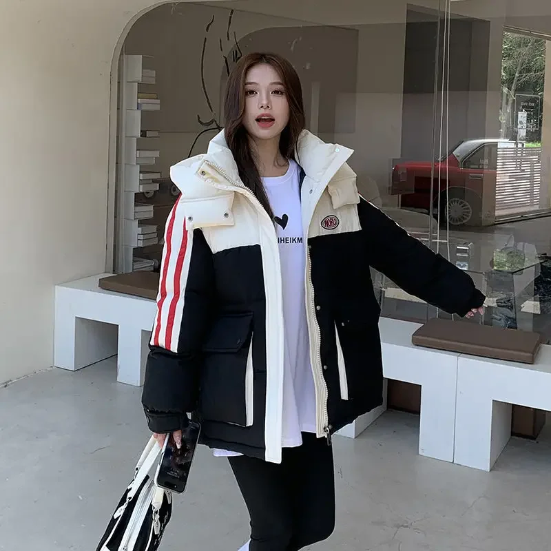 2024 New Women Down Cotton Coat Winter Jacket Female Mid Length Version Parkas Loose Thick Outwear Hooded Leisure Time Overcoat