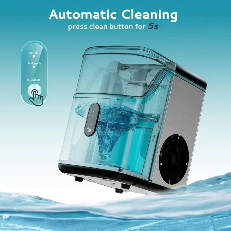 EUHOMY Nugget Ice Makers Countertop, Pebble Ice Maker Machine with 35lbs/24H Soft Ice, Self-Cleaning Sonic Maker