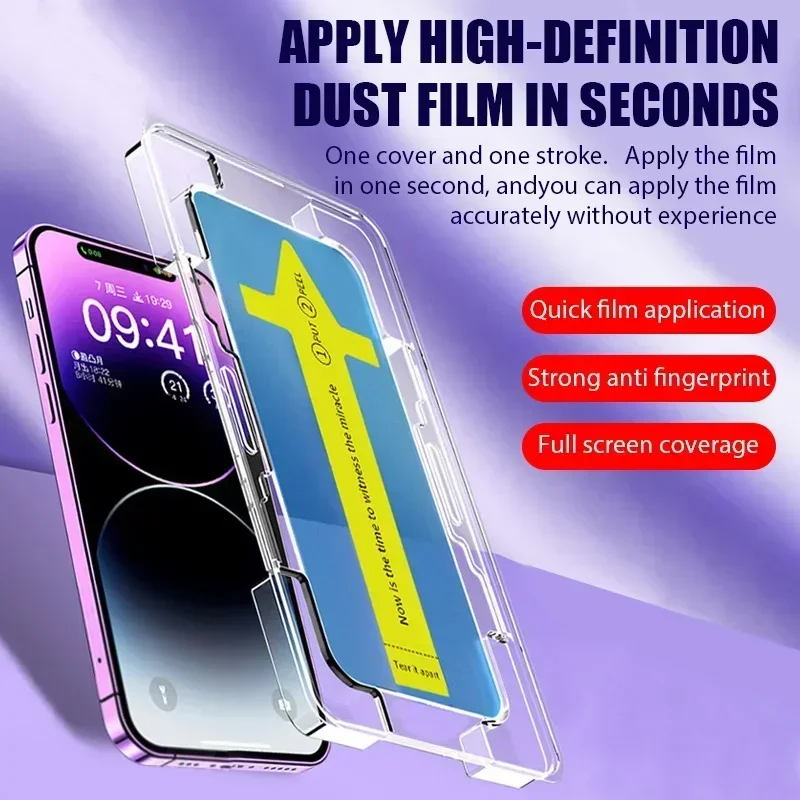 

Закаленное стекло с полным покрытием 8K HD для iPhone 15 Pro Max 14 13 12 11 15 Plus, защита экрана с выравниванием, монтажная крышка, стекло