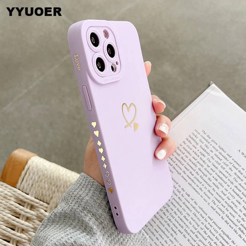 

Fashion Candy Color Silicone Phone Case For iPhone 14 11 12 13 Pro Max X XR XS Max 7 8 Plus Cute Love Heart Pattern Soft Cover